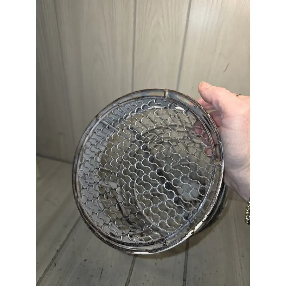 Vtg Hanging White Metal Decorative Bird Cage 15.5